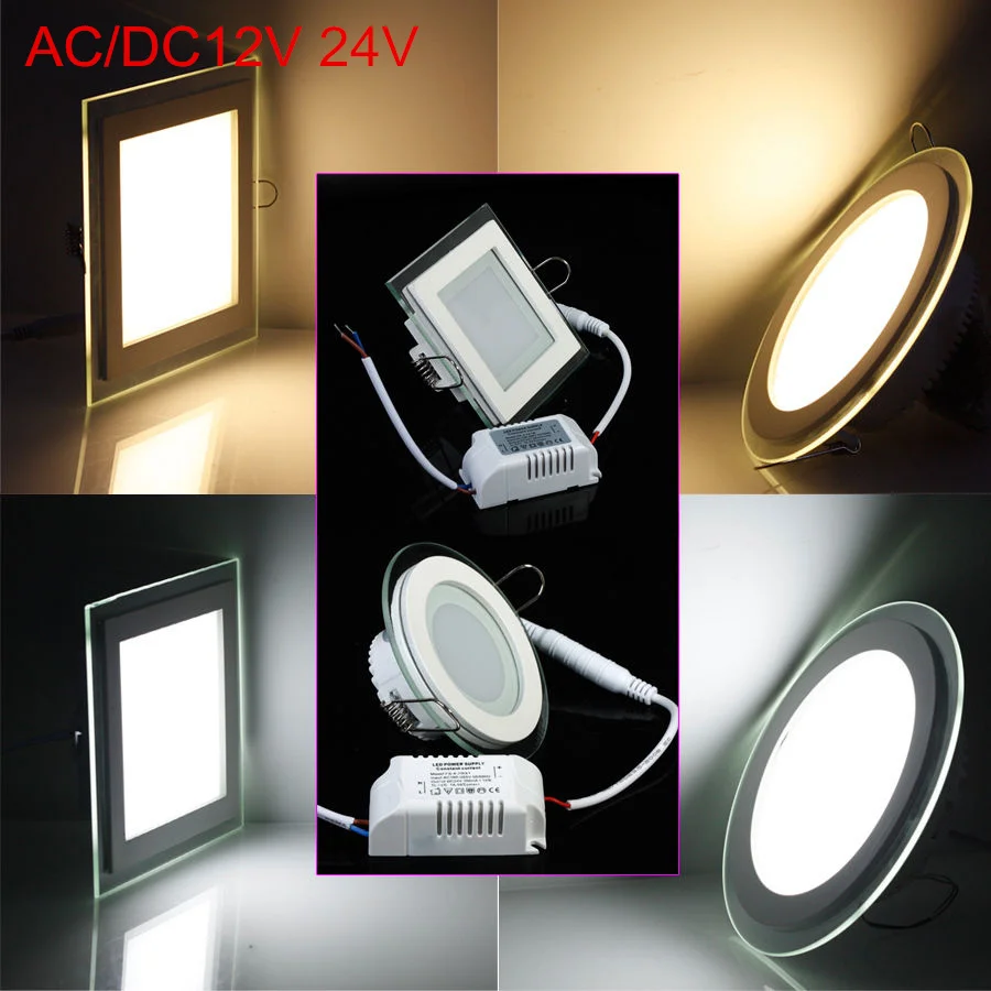 6W 9W 12W 18W 24W 12V/24V круглые/квадратные стеклянные светодиодные светильники