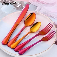 5 35pcs stainless steel red plated flatware set dinner spoon and fork set luxery kitchen utensils tableware cutlery sets