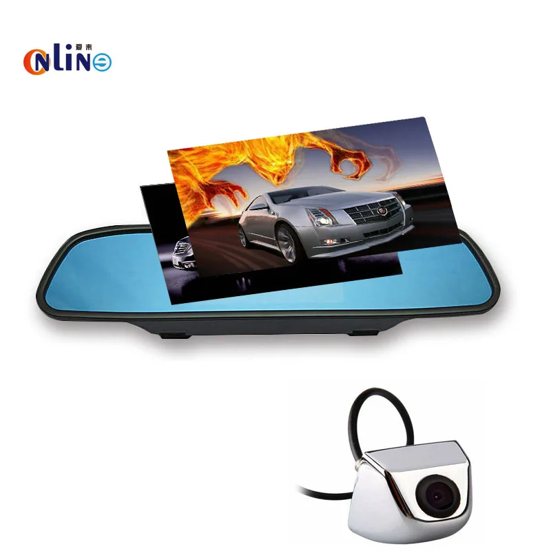 Интернет /5 дюймов HD 800*480 зеркало автомобиля Мониторы Защита от солнца козырек 2ch