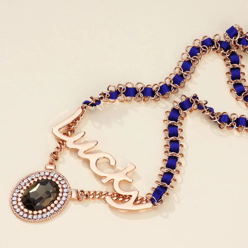 Neoglory австрийские стразы и кристаллы длинное ожерелье с подвеской буквенным