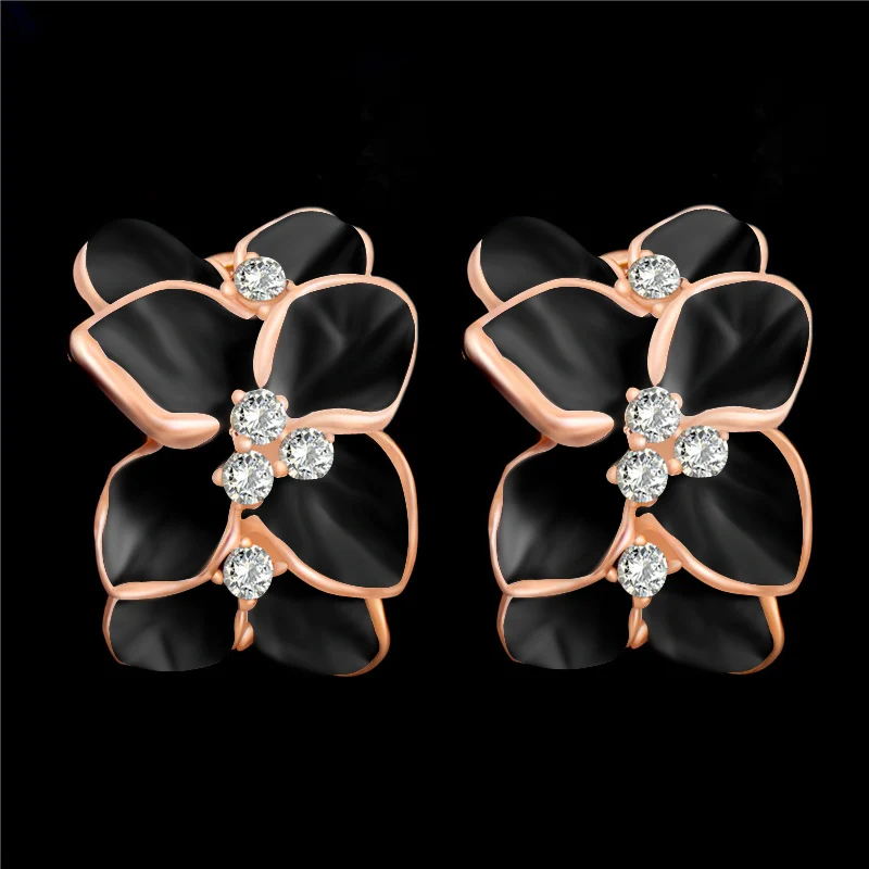 SHUANGR новые золотые цветные эмалевые серьги гвоздики с австрийским кристаллом и