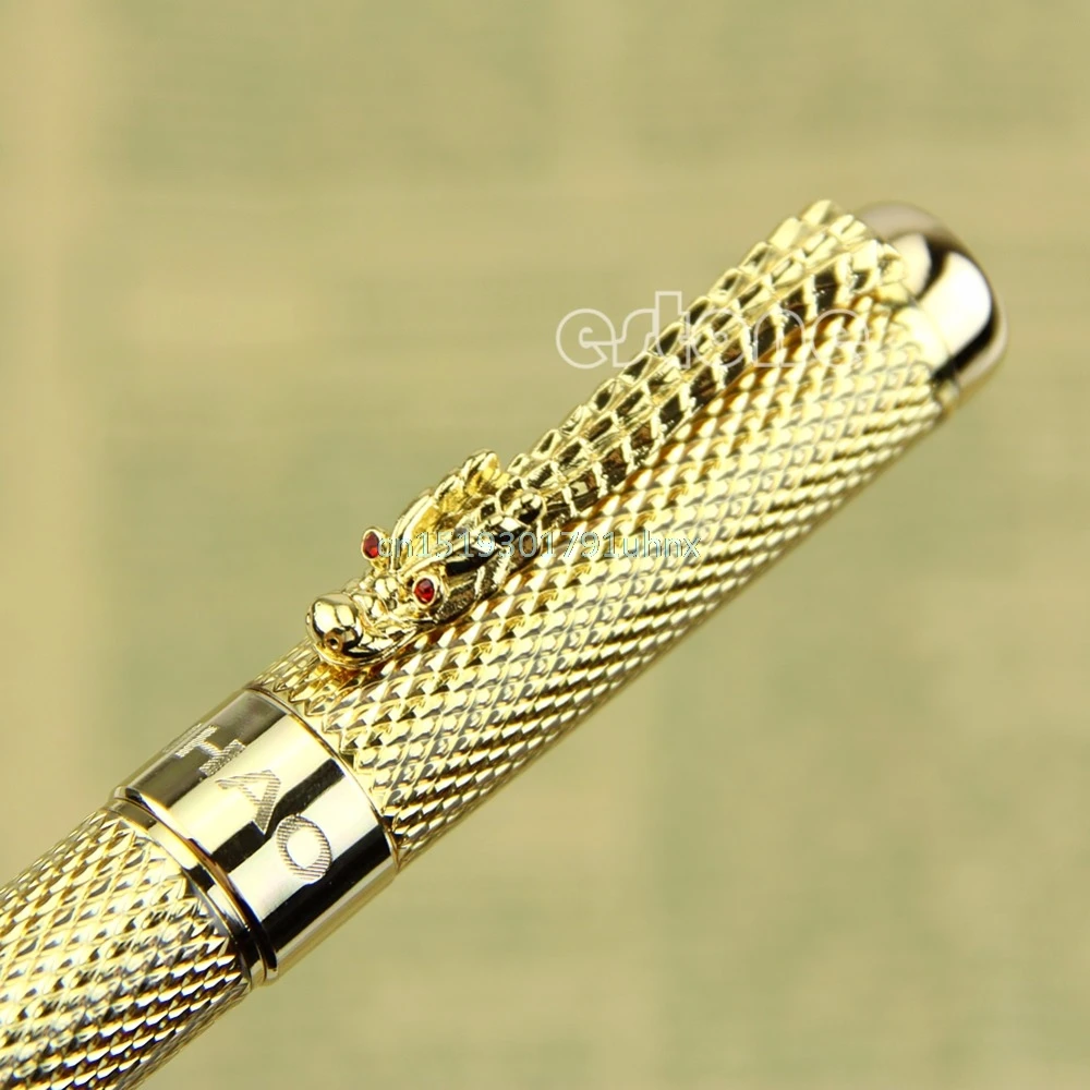 Лучший Noblest Jinhao 1200 Дракон Клип Шариковая ручка Полный Золотой|roller ball pen|ball penroller pen |