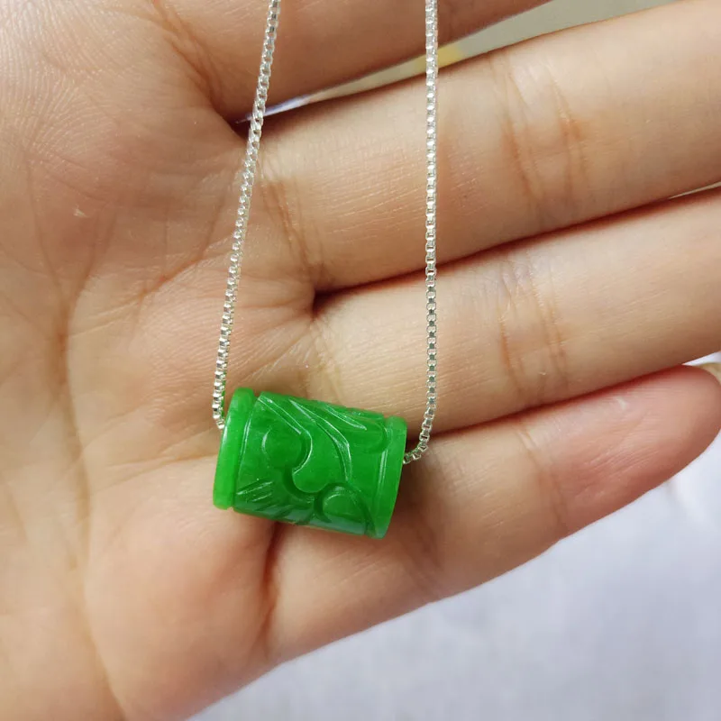Изящные Ювелирные изделия натуральный стебель зеленые нефритовые бусины