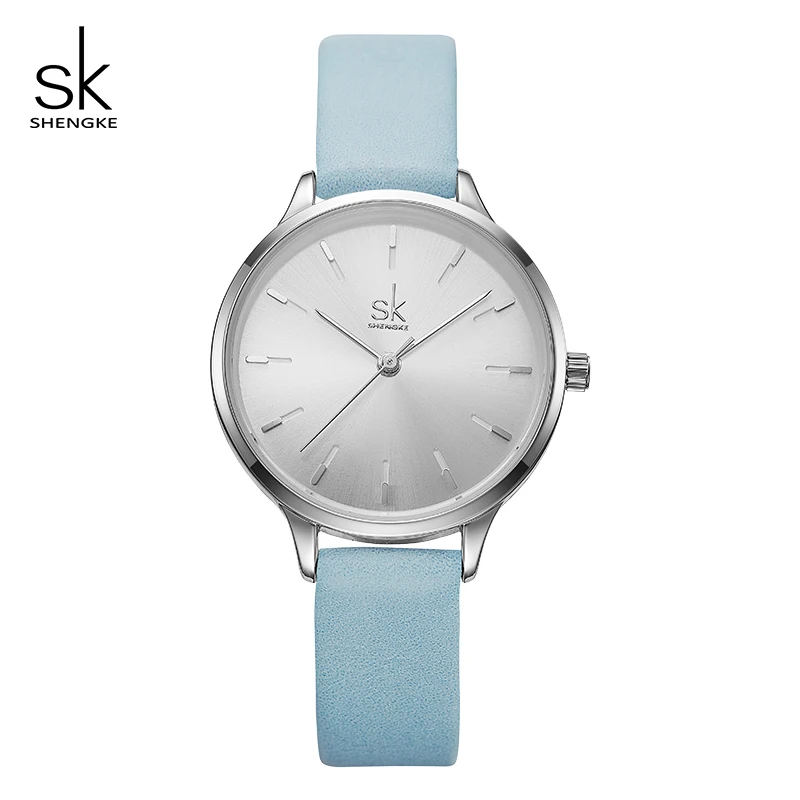 light blue Shengke часы женские брендовые модные кожаные женские наручные часы Relogio Feminino SK Женские повседневные часы для женщин# K8025 - Цвет: light blue