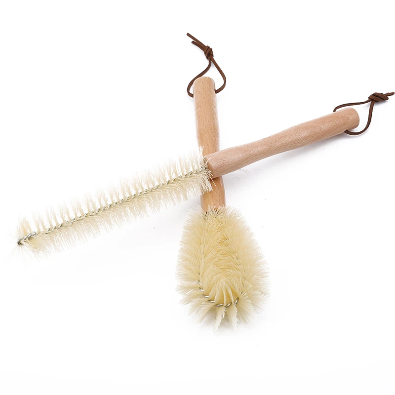 

Wood Straight Nylon Bottle Scrub Clean Brush New Cup Brush Wood Handle Hook Baby Bottle Brush Bottle Cleaner