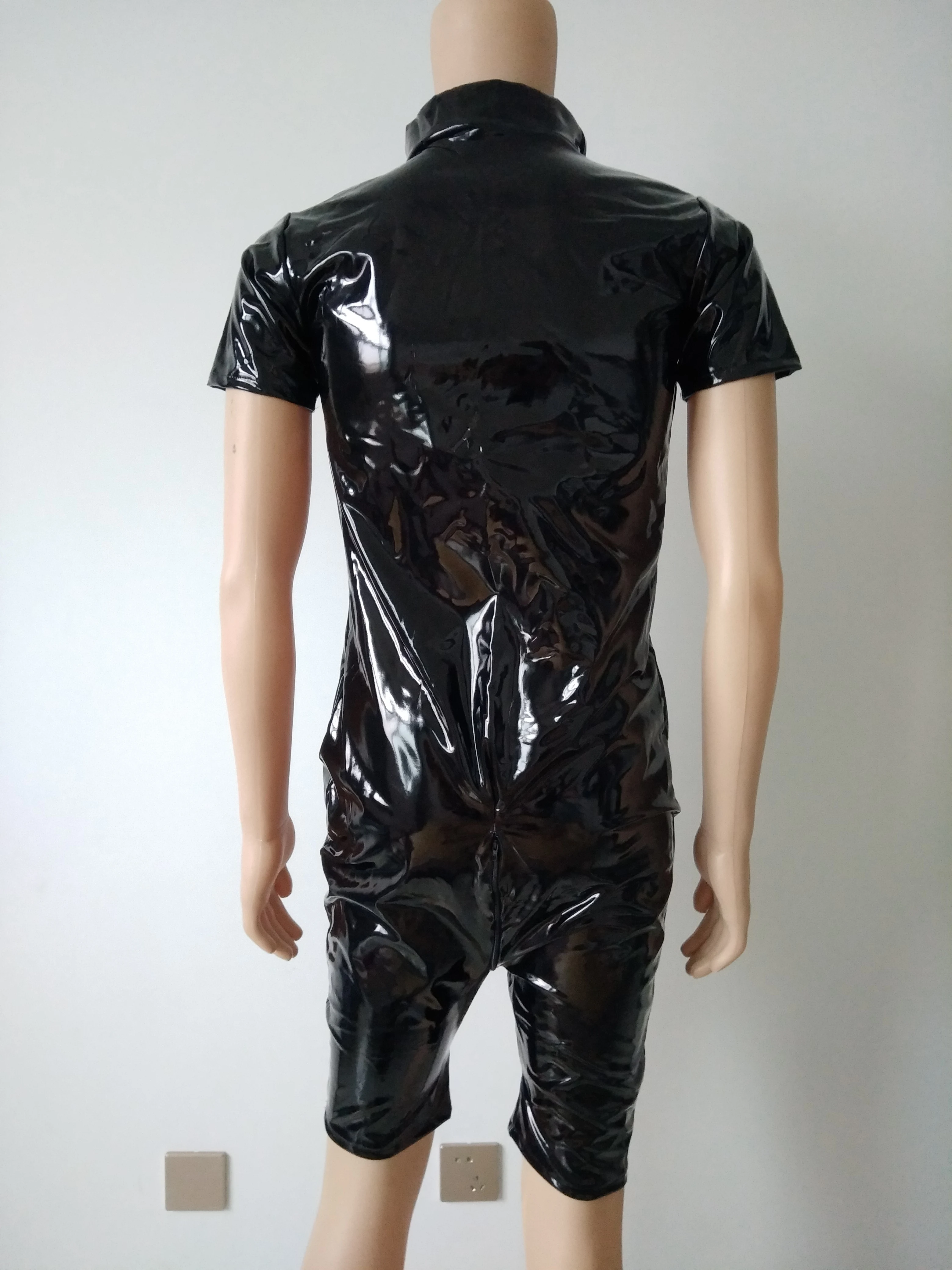 Мужские Косплей костюмы на Хэллоуин блестящие металлик ПВХ искусственная кожа