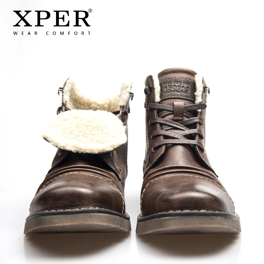 XPER/брендовые Модные ботильоны мужская теплая зимняя обувь мотоциклетные ботинки