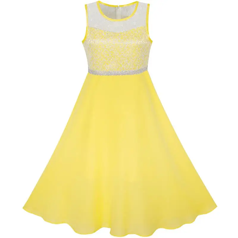 Flower Girl Dress Rhinestone Chiffon Bridesmaid Dance Ball Maxi Prom Gown 2020 Summer Princess Wedding Party Size 6-14 Carnival | Детская