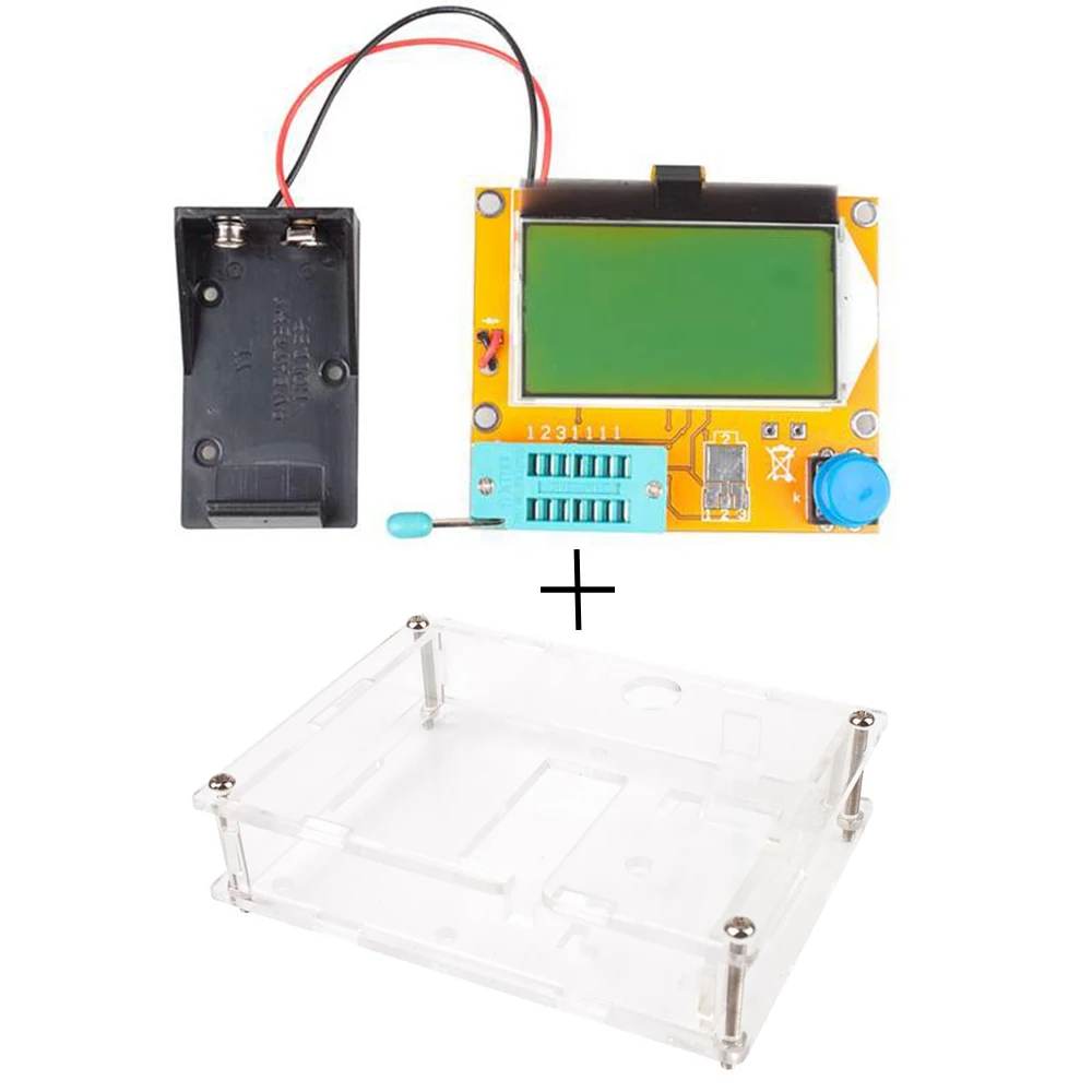 With Case ESR метр Mega328 Транзистор тестер LCR ESR-T4 цифровой V2.68 Диод Триод Емкость MOS/PNP/NPN 12864 ЖК-экран тестер - Цвет: With Case