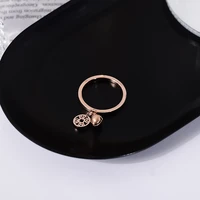 yun ruo lucky copper coin bell rings couple rose gold color woman birthday gift party fashion titanium steel jewelry never fade