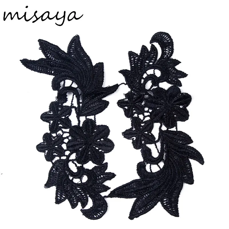 Бренд Misaya 1 шт. белая/черная вышитая кружевная ткань с аппликацией в виде сетки
