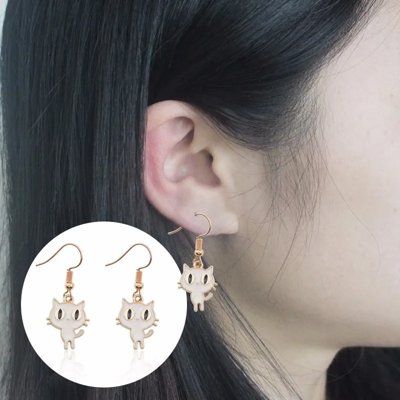 Серьги в виде кошки для женщин милые серьги аниме животных девочек модные кошек с