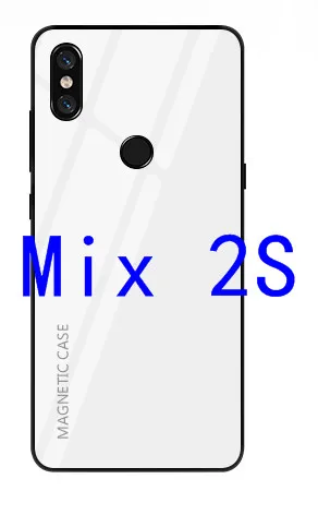 Тонкий магнитный беспроводной Чехол для зарядного устройства для Xiaomi mi 9 mi x 2S тонкий противоударный чехол для внешнего аккумулятора градиентная крышка из закаленного стекла - Цвет: Mix2s-White