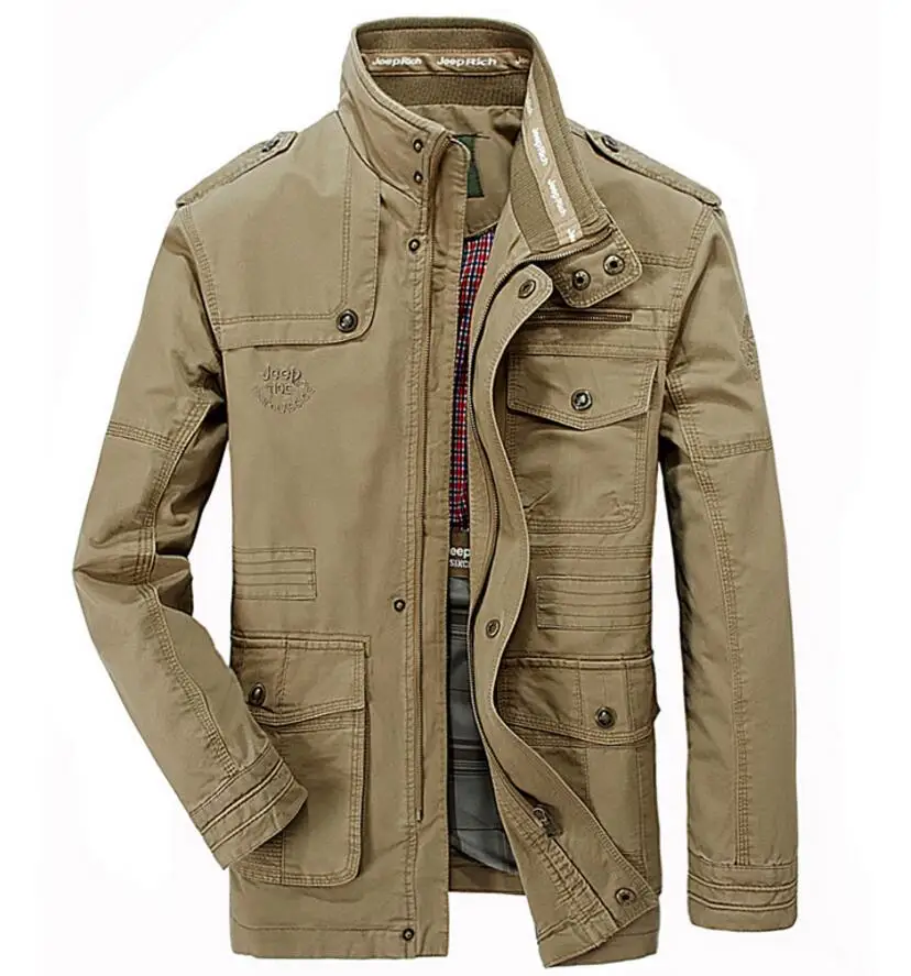 khaki Куртки размера плюс 6XL 7XL 8XL из хлопка, мужские военные карго куртки, тактические боевые деловые мужские пальто, куртки пилота для мужчин - Цвет: khaki