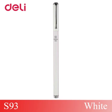 white S93 pen Deli cute 0,5 мм Металлическая Шариковая гелевая ручка для школы, Качественная ручка для письма, черный, синий, красный, заправка, kawaii, офисные, деловые, подарочные ручки - Цвет: white S93 pen