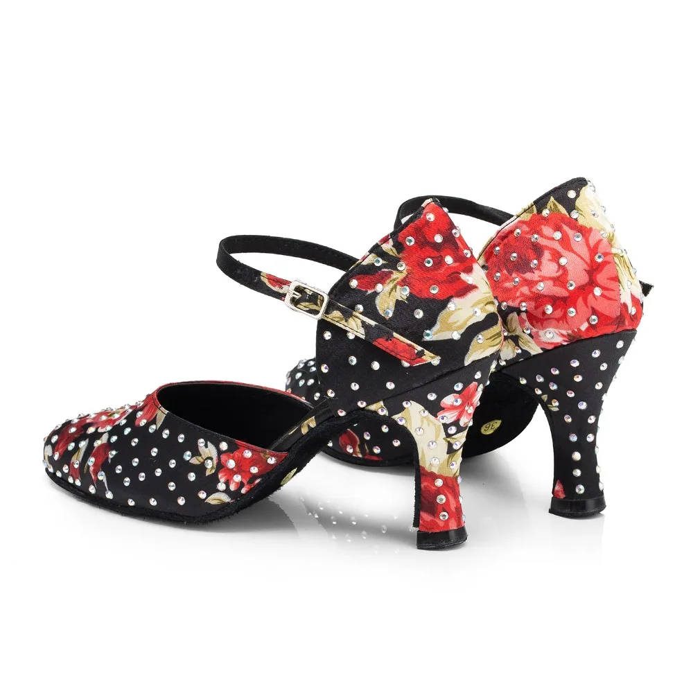 

IDancing Dance Shoes Latin Women Rhinestone Salsa Shoes Dance Ballroom Party Profession Dance Shoes Heel 10cm Glitter Satin
