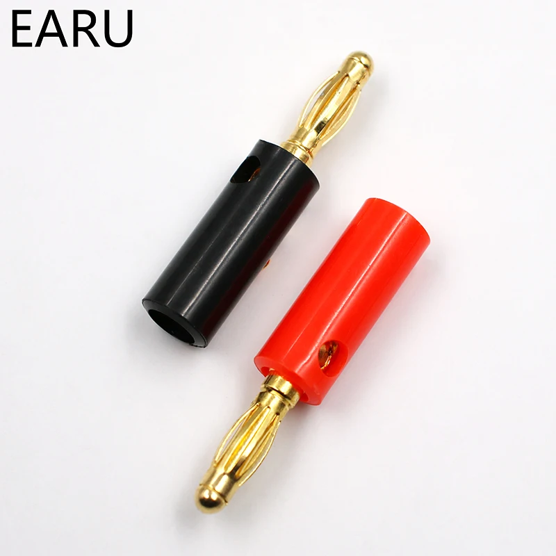 10pcsAudio Speaker Screw Banana Gold Plate Plugs Connectors 4mm IN STOCK FREE SHIPPING Black Red Facotry Online Wholesale Golden