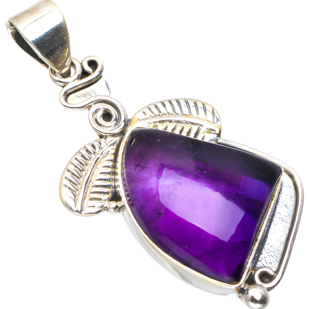 Уникальный кулон из серебра 925 пробы с натуральным аметистом ручной работы 2