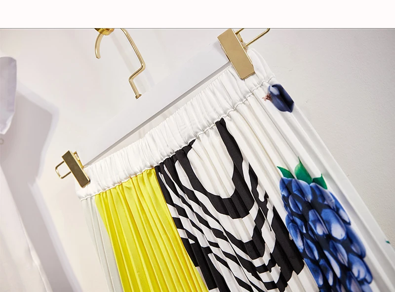 HAMALIEL Подиум Высокое качество Летняя женская юбка костюм вышивка фрукты белая