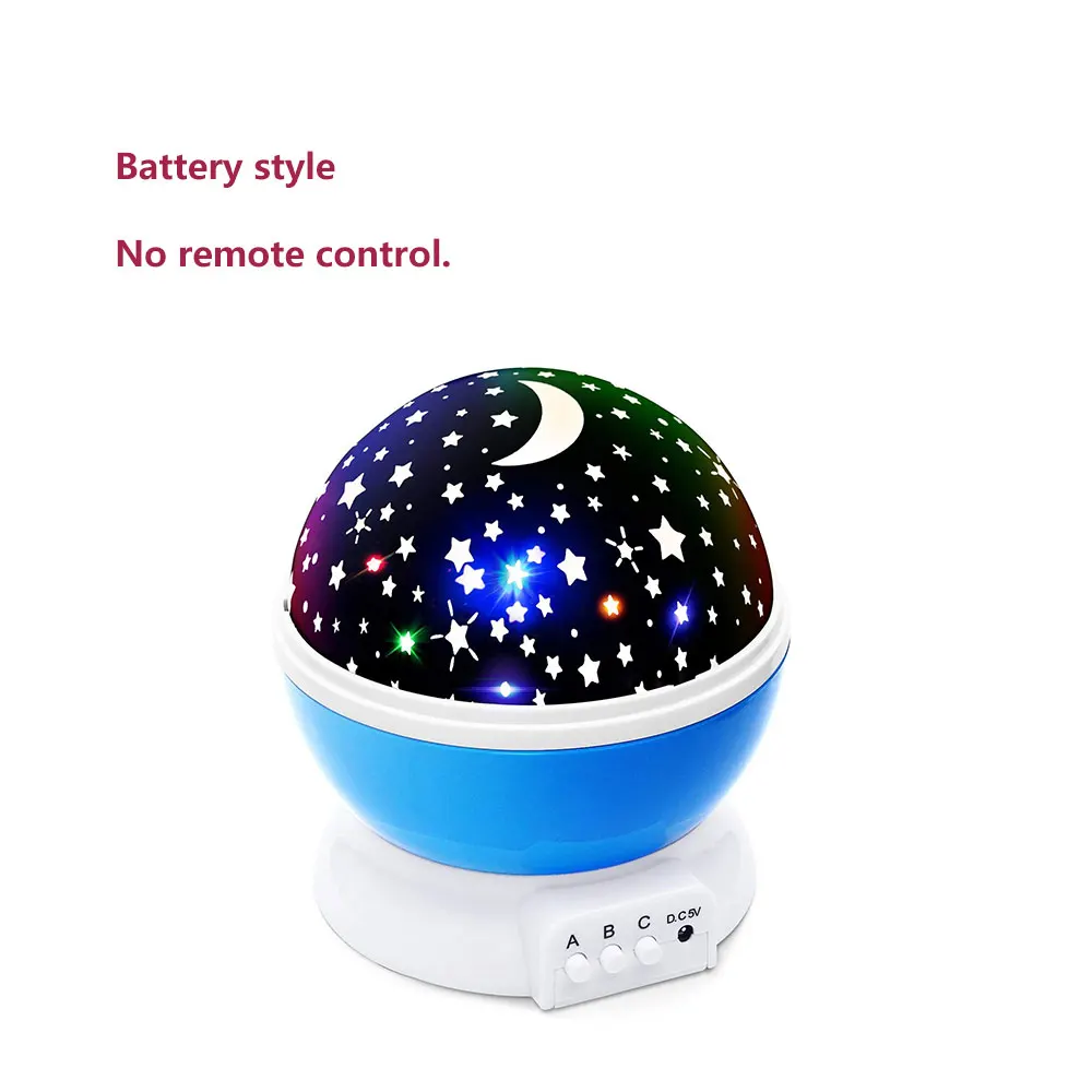 Elecstars LED светодио дный ночник детский вращающихся Star Сенсорный проектор освещения Луна Небо Рождество Дети светильник для малышей подарки для женщин настольная лампа USB датчик движения - Испускаемый цвет: blue no battery