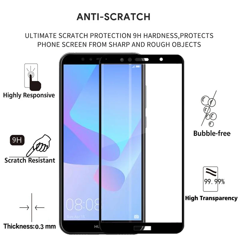 Защитная пленка для экрана из закаленного стекла HUAWEI Y6 Prime 2018 9H на устойчивом к