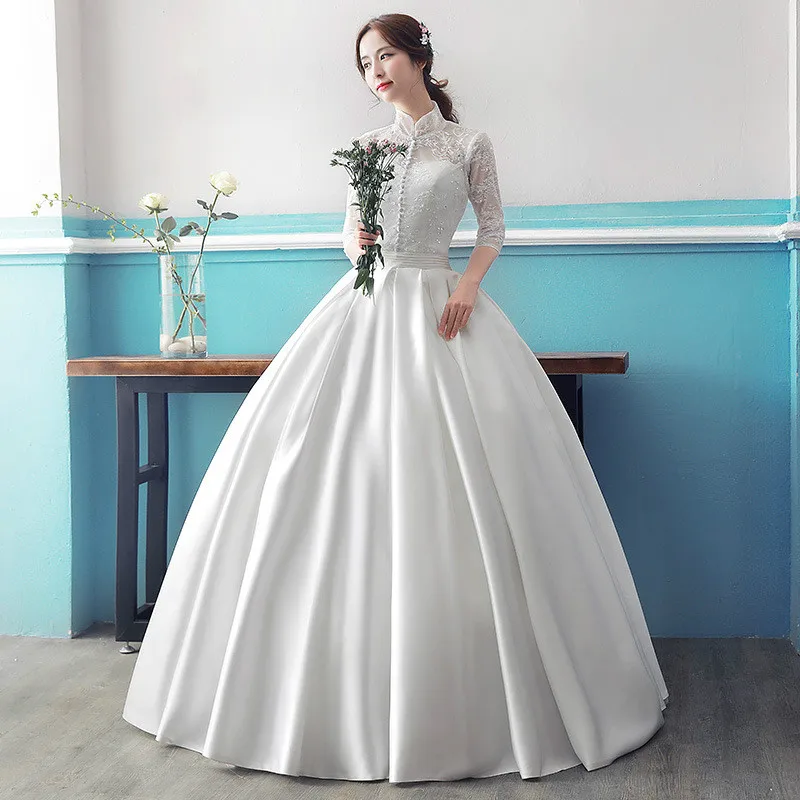 Бальное платье простой дизайн с длинным рукавом торжественные платья кружевом