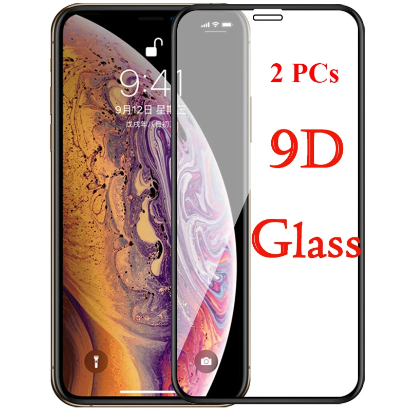 2 шт./лот 9D закаленное стекло для iPhone 7 8 Xr X Xs Max 11 6 6S Plus защита экрана на защитное