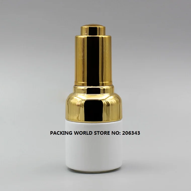 20 мл белая стеклянная бутылка с золотым плечом и воротником капельница для