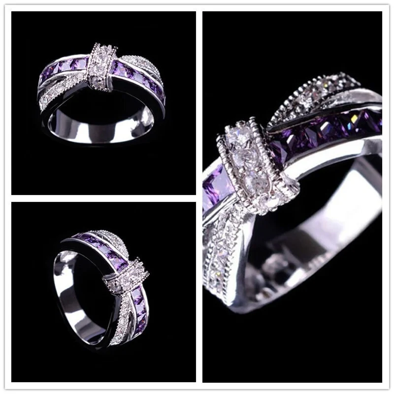 Женское кольцо из сплава и циркона фиолетового цвета | Украшения аксессуары