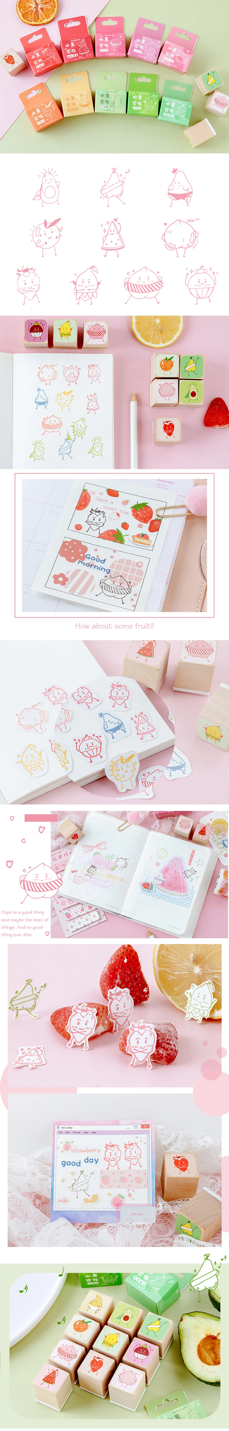 Милый мультфильм Фрукты Деревянный штамп DIY Наклейка для штамп для скрапбукинга zakka канцелярские принадлежности для офиса школьные принадлежности подарок