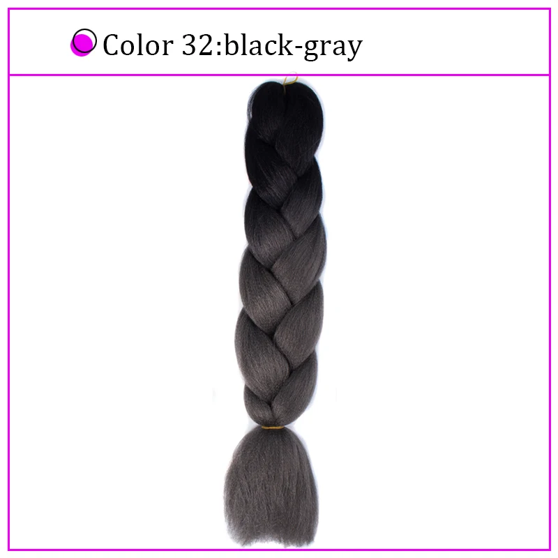 Yiyaobess Synthetic Ombre Braiding Hair Crochet Jumbo Braids Hair Extension 100g 24inch Black African Braids Pigtail Hair - Цвет: T1B/350