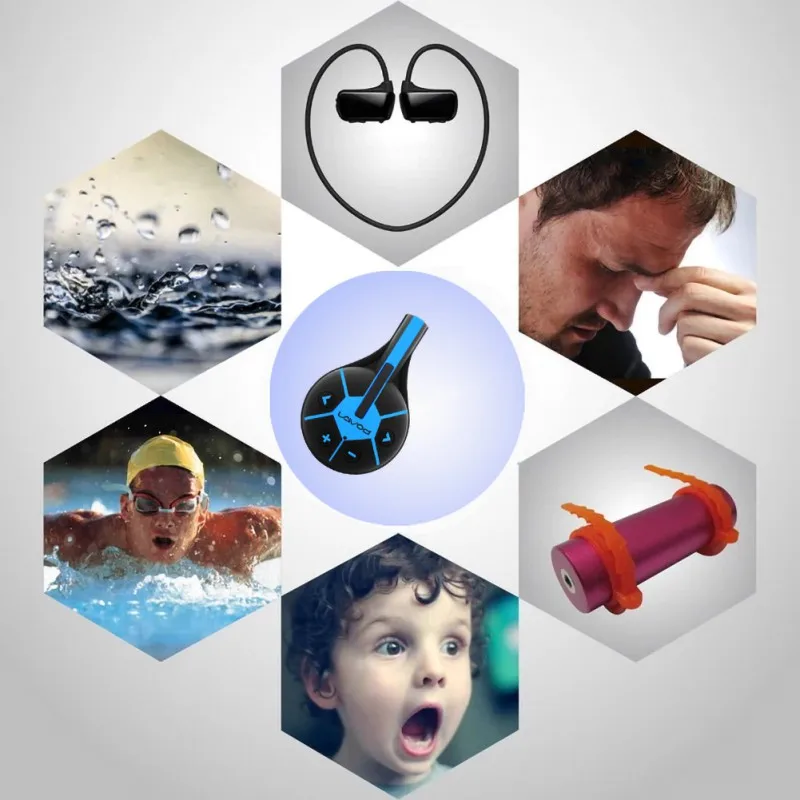 Водонепроницаемый MP3 с поворотом на 360 градусов с подзарядкой 8 ГБ для плавания и дайвинга, водонепроницаемый спортивный музыкальный плеер