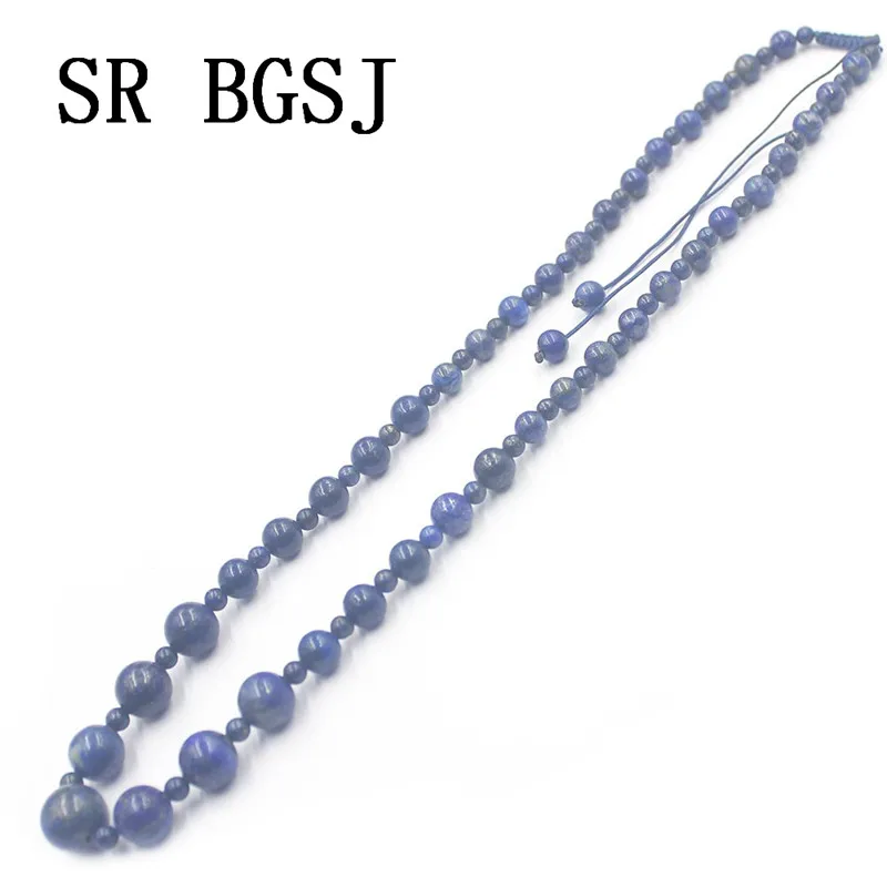 Free Shipping 4 12mm Lapis Lazuli Blue Graduated Natural Gems Stone Adjustable Trendy Necklace 18&quot|Колье| |