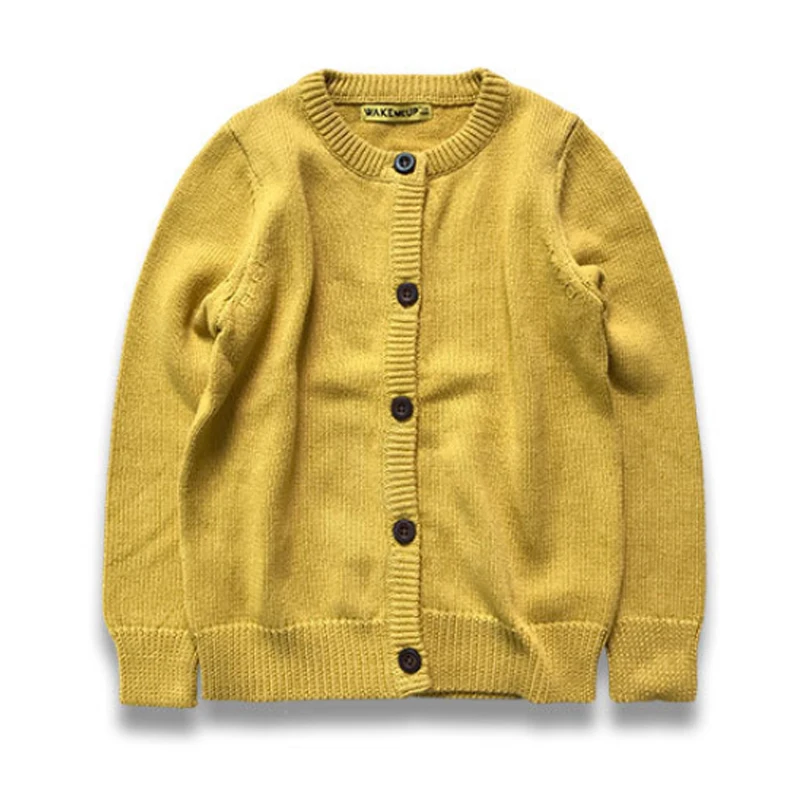 Детский однобортный Кардиган с длинным рукавом круглым вырезом|Свитера| |