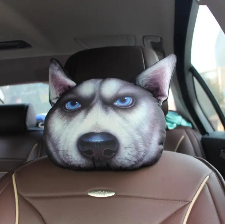 Новые Креативные 3D принтованные собачьи питомцы Dace Автомобильная подушка на подголовник подушка на сиденье с активированным углем принадлежности для шеи Автомобильная декоративная подушка