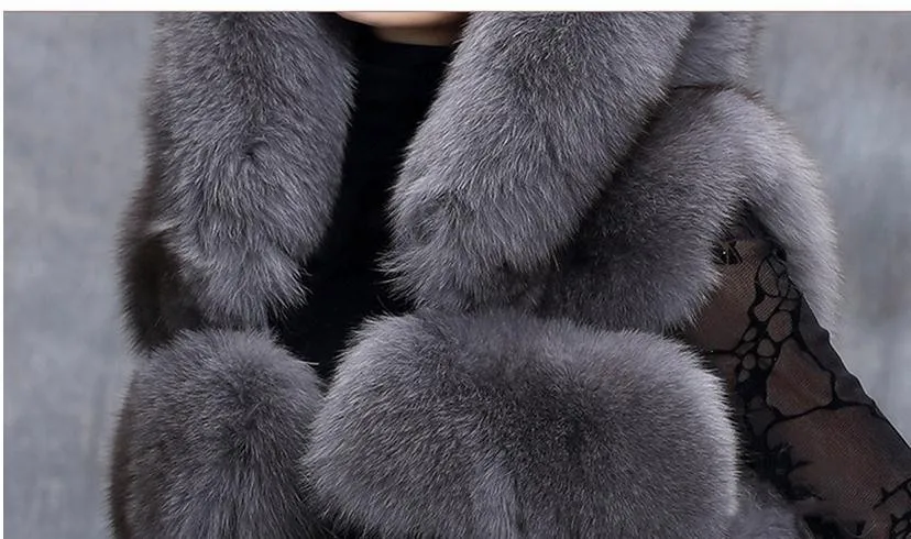 Женский Длинный жилет из искусственного лисьего меха Размеры S/6Xl|vest female|fur vestfemale