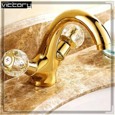 2014 Double handle crystal gold bathroom basin tap sink faucet water Antique washbasin grifos | Обустройство дома