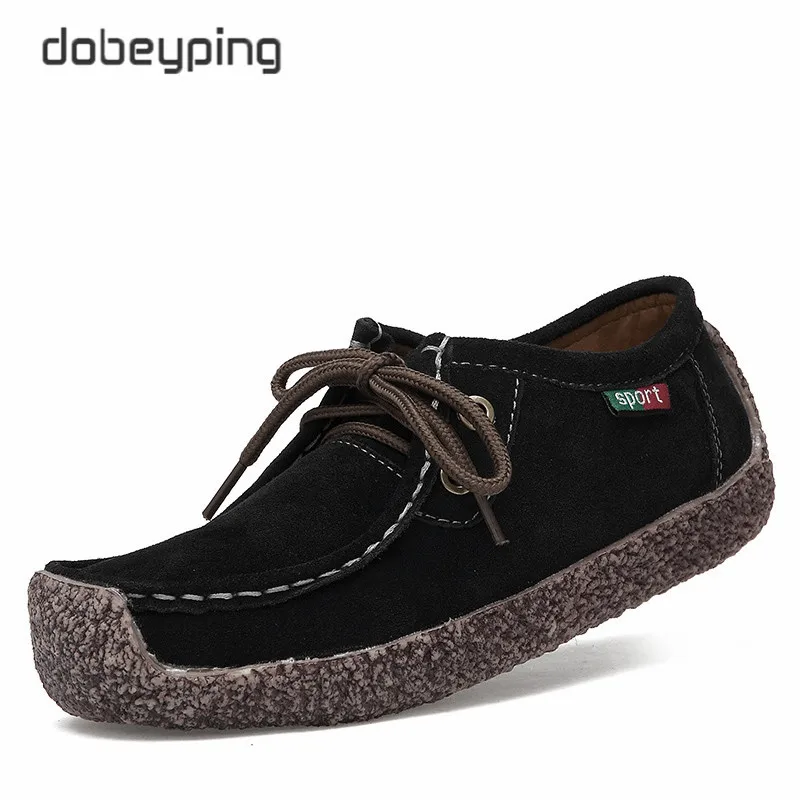 Dobeyping/ г. новая весенняя обувь женская обувь из коровьей замши на плоской подошве женские мокасины на шнуровке женские туфли-оксфорды