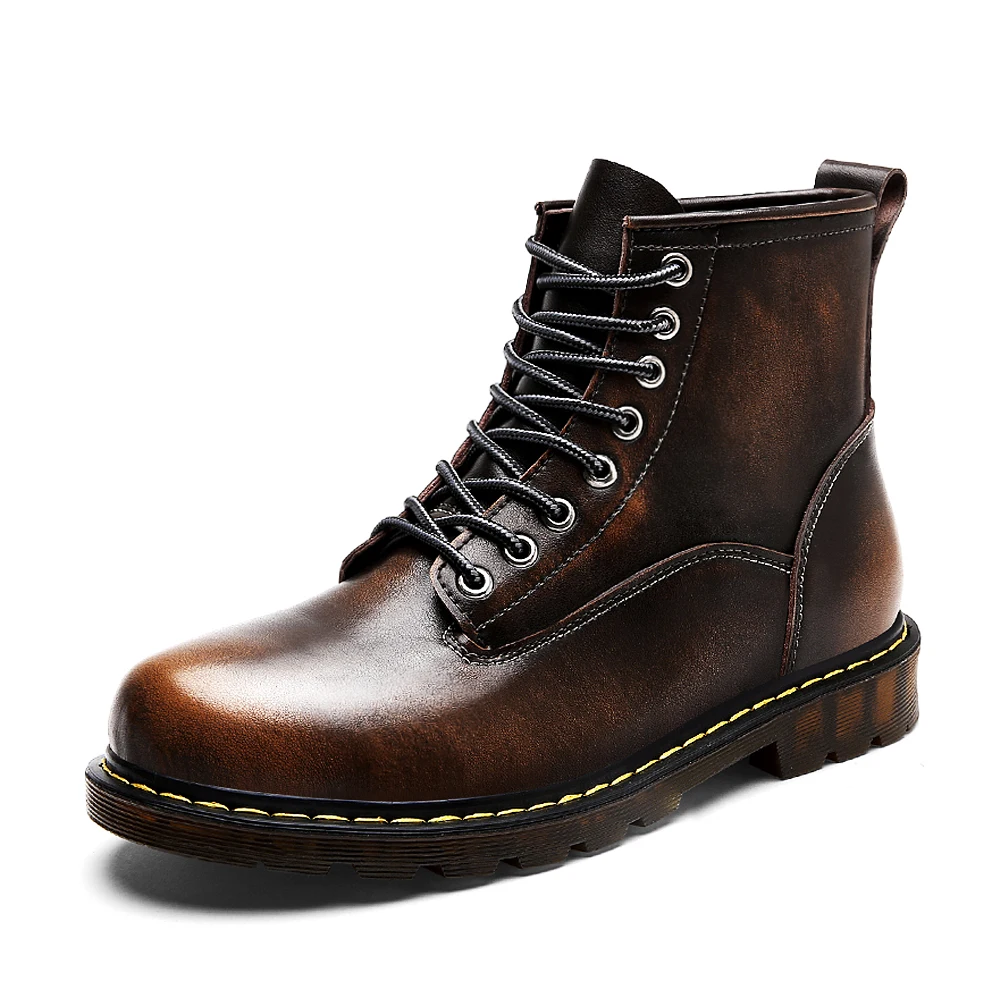 89027Brown Мужские ботинки из высококачественной натуральной кожи; сезон осень-зима; водонепроницаемые ботильоны; мужские Ботинки martin; уличные рабочие ботинки; мужская обувь - Цвет: 89027Brown