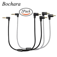 bochara braided 90degree 3 5mm jack to 2rca audio cable wrapped shielded for speakers amplifier mixer 2pack