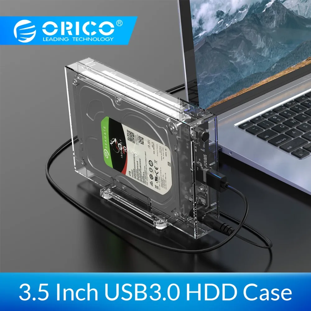 ORICO SATA к USB3.0 HDD корпус высокоскоростной 5Gpbs прозрачный 3,5 дюймовый чехол для жесткого диска поддержка UASP HDD док-станция