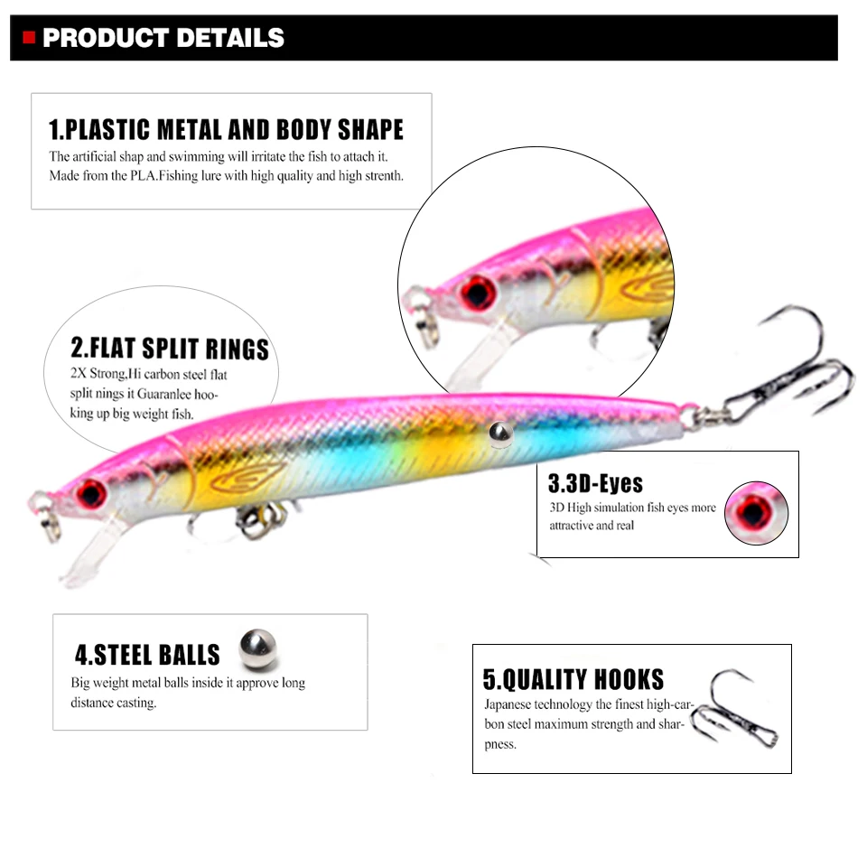 Рыболовная Приманка Topwater Minnow 9 5 см/8 г погремушка щука воблер 3D глаза пластиковая