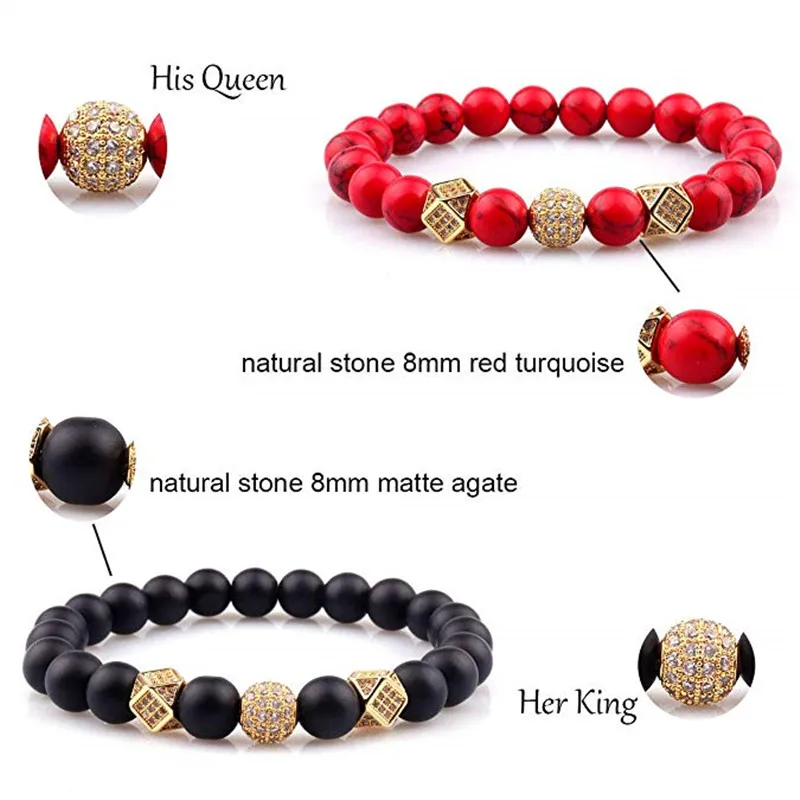 2 шт./комплект мужские и женские браслеты из натурального камня | Украшения