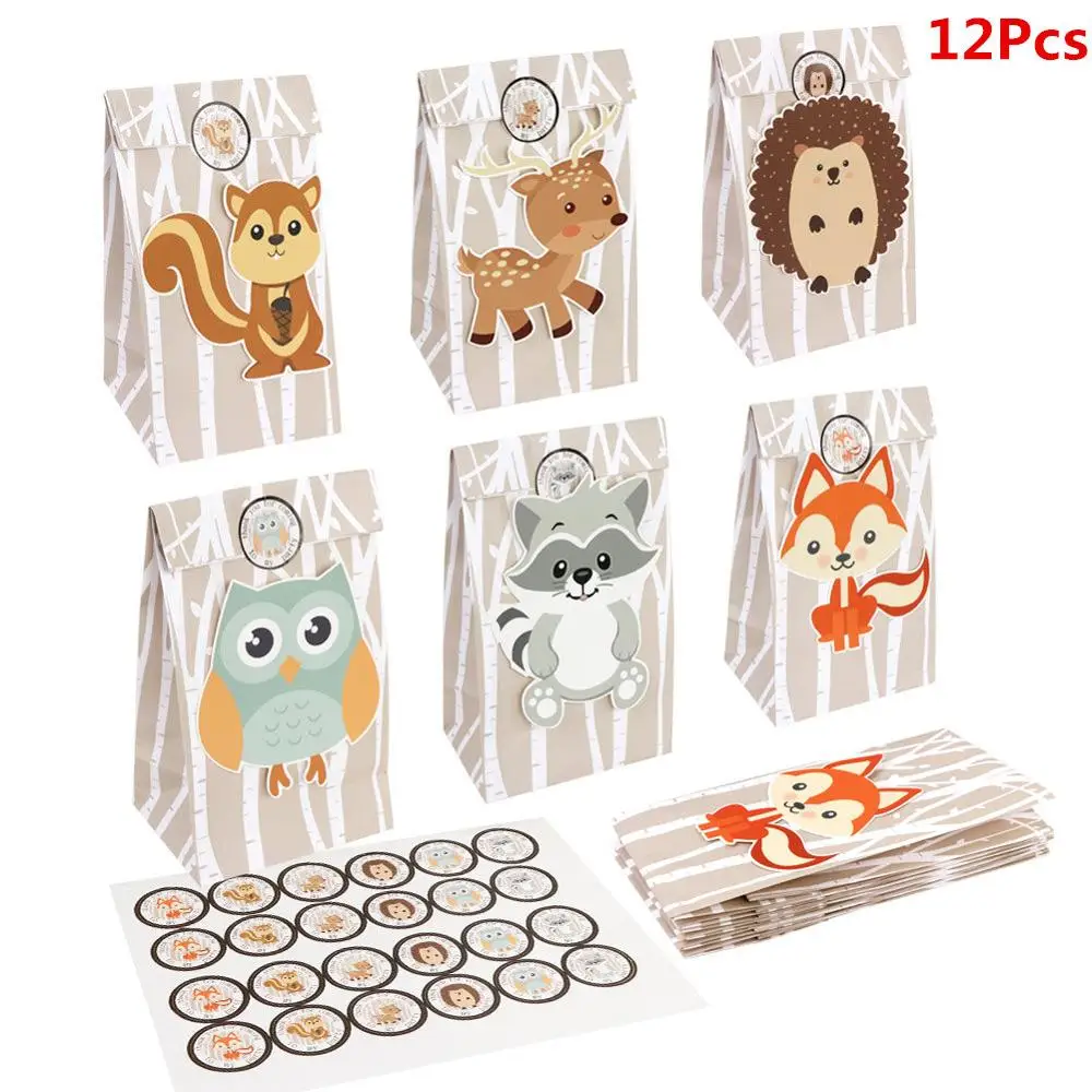 Animal Gift Bags OurWarm Jungle вечерние принадлежности воздушные шарики в виде животных тропические Пальмовые Листья с днем рождения баннер сафари День Рождения украшения для детей - Цвет: Animal Gift Bags