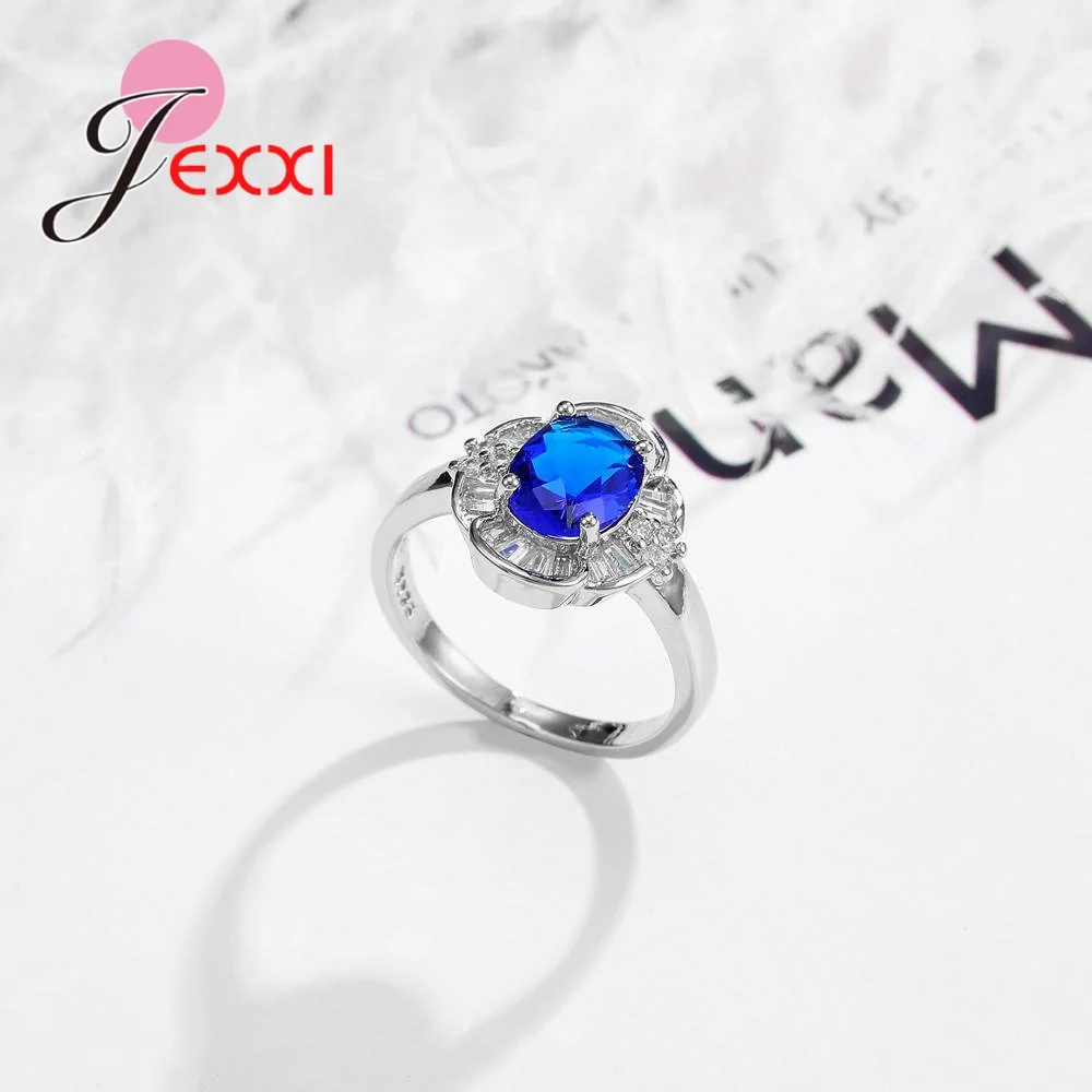 Женское свадебное кольцо с фианитом белого и голубого цвета Размер 6 7 8 9 10