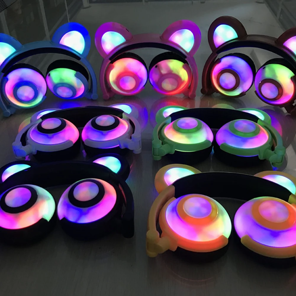 Rechargeabl светящиеся мигающие наушники с 3 уровнями светодиодный светильник стерео