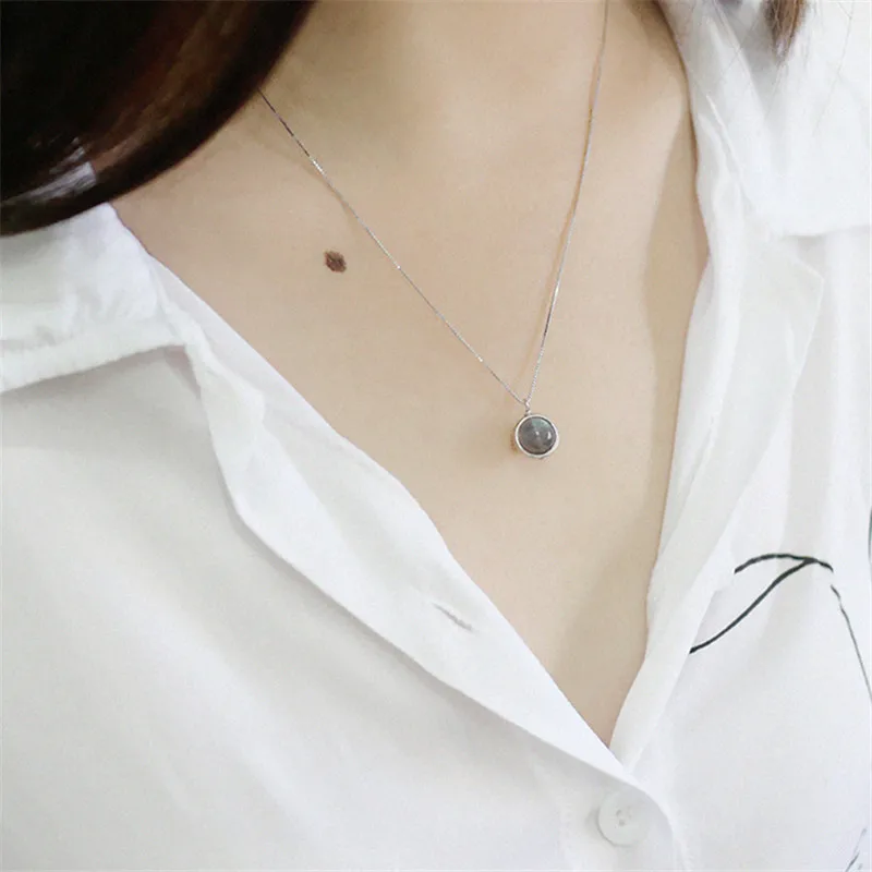 Jsmpfy 925 Sterling Silver Handmade Natural Moon Stone Pendant Necklace &ampPendants Box Chain Necklaces For Women Gifts | Украшения и