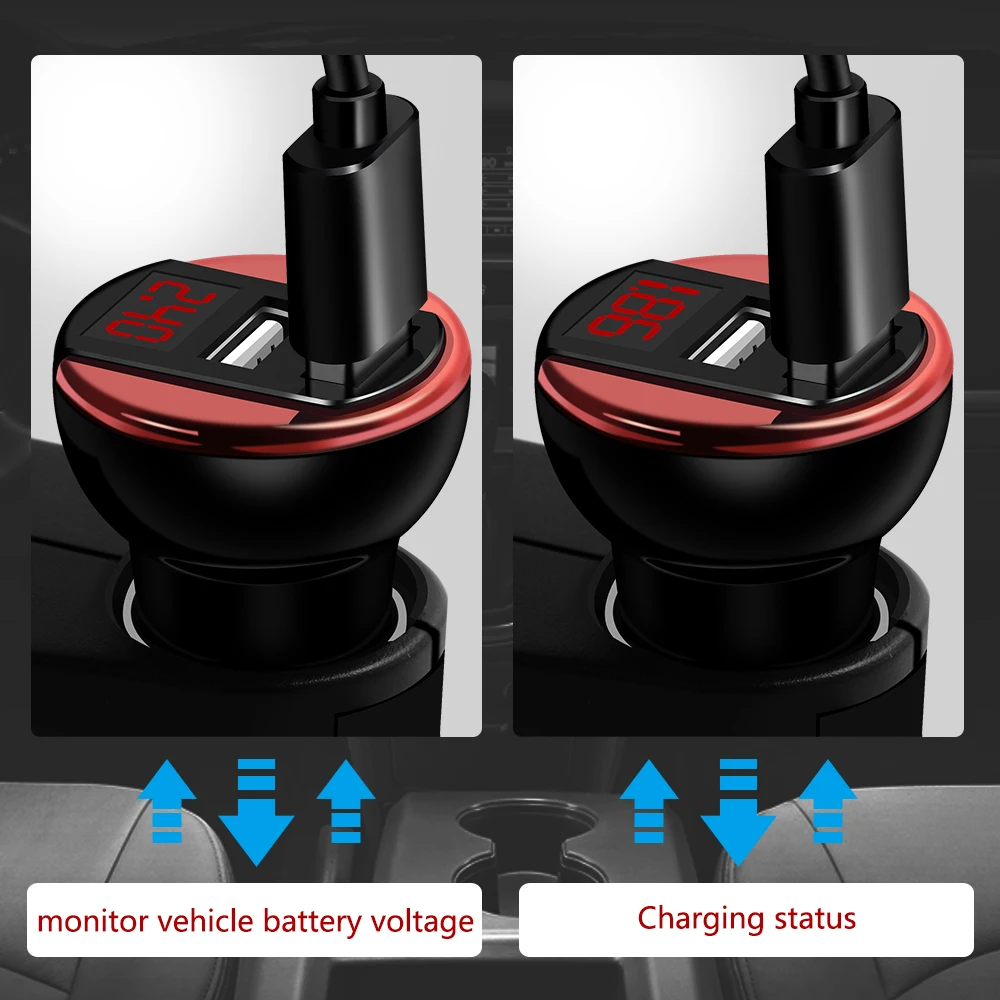 OLAF Dual USB Car Charger With LED Display Universal Mobile Phone Fast For iPhone Samsung Xiaomi Huawei GPS Car-Charger | Мобильные