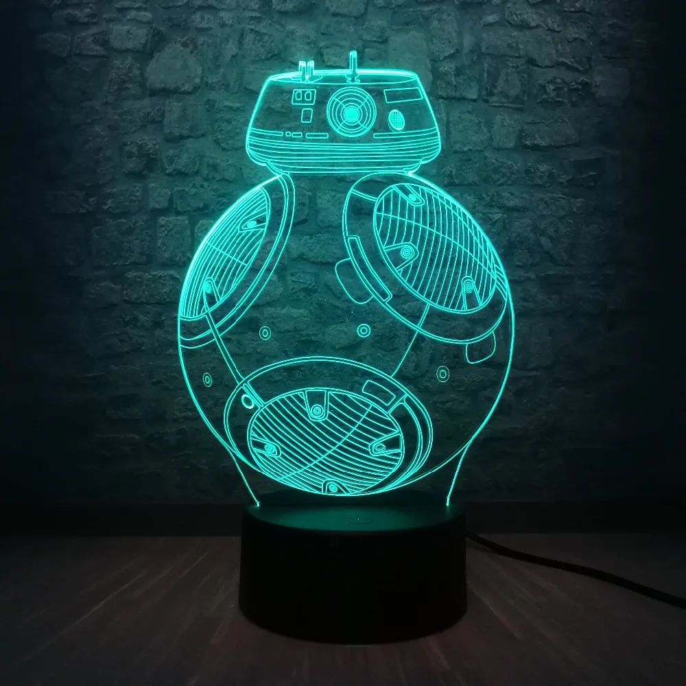Звездные войны BB8 робот шар 3D Светодиодная лампа последнее дистанционное
