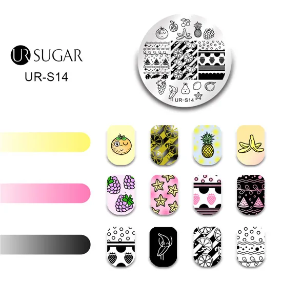 UR SUGAR 1 шт Летняя тема штамповка шаблон цветок обезьяна бабочка клен Радуга кайт маникюр Дизайн ногтей DIY штамповка пластины - Цвет: color14